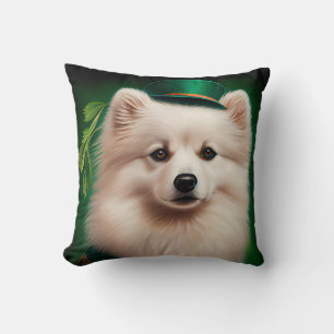 American Eskimo Hund in St. Patrick's Day Dress Kissen