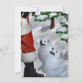 American Eskimo Hunde treffen Weihnachtskarte