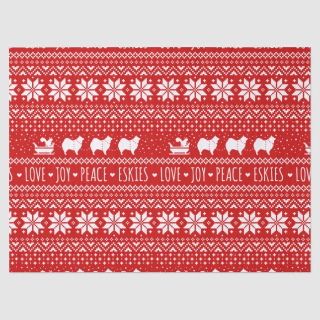 American Eskimo Hunde Weihnachten Eskies Urlaub Seidenpapier (Vorderseite)