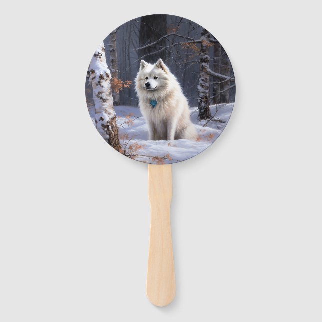 American Eskimo Let It Snow Weihnachten Fächer (Vorderseite)