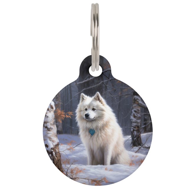 American Eskimo Let It Snow Weihnachten Haustiermarke (Vorderseite)