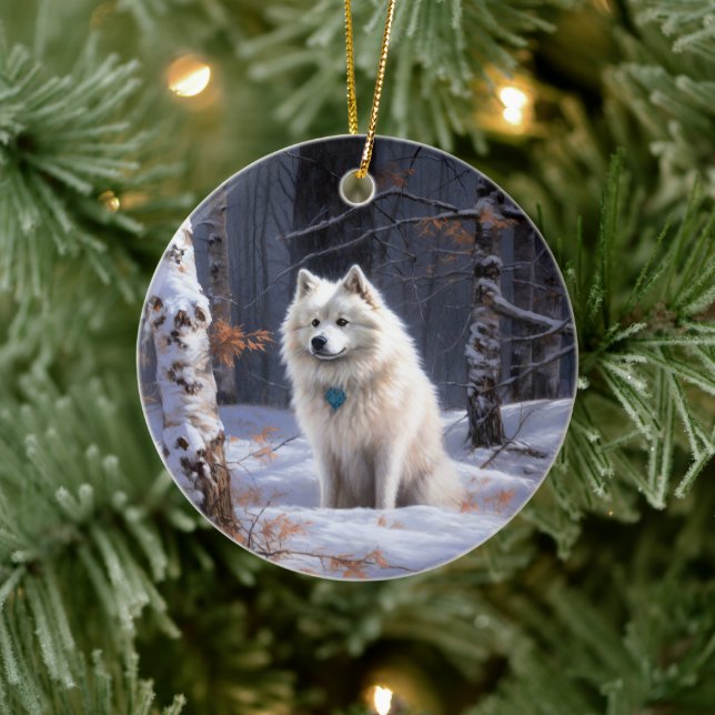 American Eskimo Let It Snow Weihnachten Keramik Ornament (Baum)