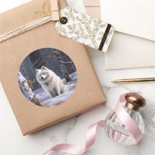 American Eskimo Let It Snow Weihnachten Runder Aufkleber