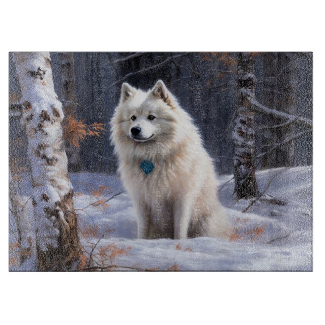 American Eskimo Let It Snow Weihnachten Schneidebrett (Vorderseite)