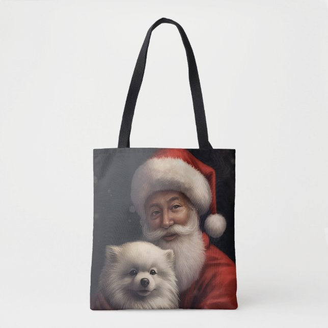 American Eskimo mit Weihnachtsmann Weihnachten Tasche (Vorderseite)