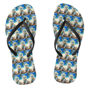 American Eskimo on Beach, Sommergeschenk für Hunde Flip Flops