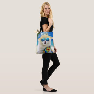 American Eskimo on Beach, Sommergeschenk für Hunde Tasche