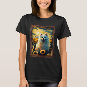 American Eskimo Painting Sunflower Blume Mama Wome T-Shirt