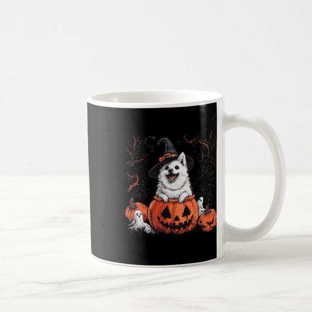American Eskimo Pumpkin Halloween Erntedank Männer Kaffeetasse (Rechts)
