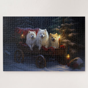 American Eskimo Snowy Sleigh Weihnachtsdekor