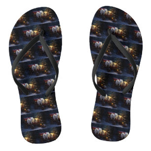 American Eskimo Snowy Sleigh Weihnachtsdekor Flip Flops