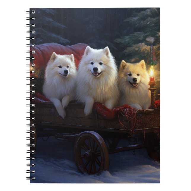 American Eskimo Snowy Sleigh Weihnachtsdekor Notizblock (Vorderseite)