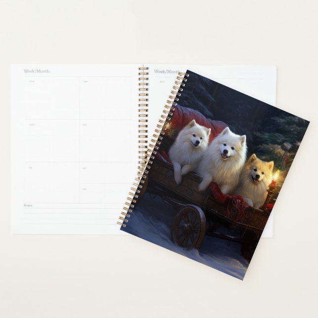 American Eskimo Snowy Sleigh Weihnachtsdekor Planer (Anzeige)