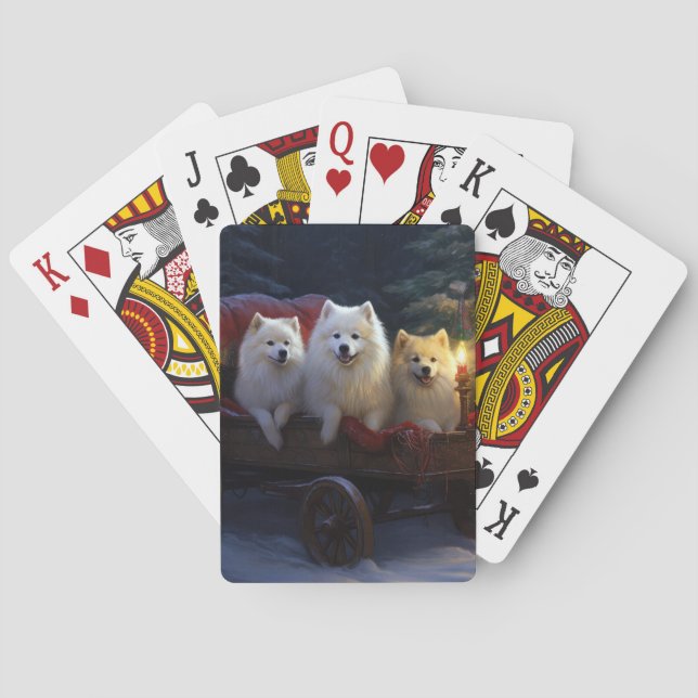 American Eskimo Snowy Sleigh Weihnachtsdekor Spielkarten (Rückseite)