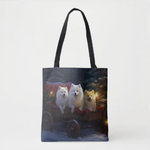American Eskimo Snowy Sleigh Weihnachtsdekor Tasche