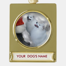 American Eskimo Weihnachtsgeschenke Personalisiert Banner-Ornament Gold