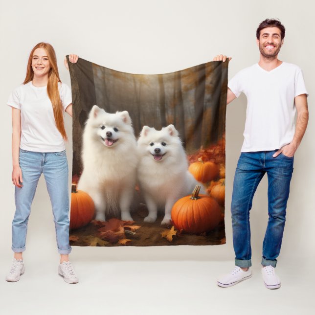 American Eskimo Welpe Autumn Delight Pumpkin Fleecedecke (Beispiel)