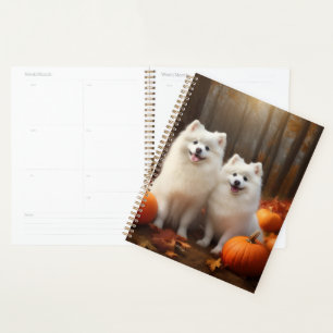 American Eskimo Welpe Autumn Delight Pumpkin Planer