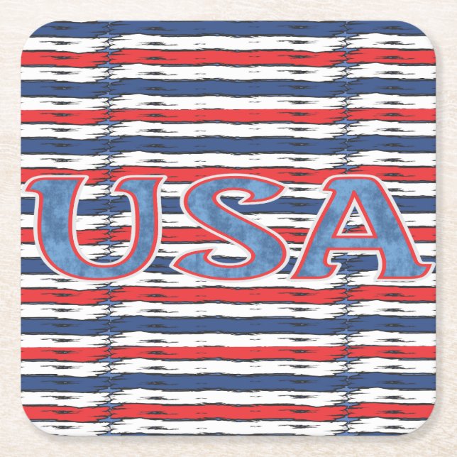 American Family Patriotic Sommerferien Rechteckiger Pappuntersetzer (Vorderseite)