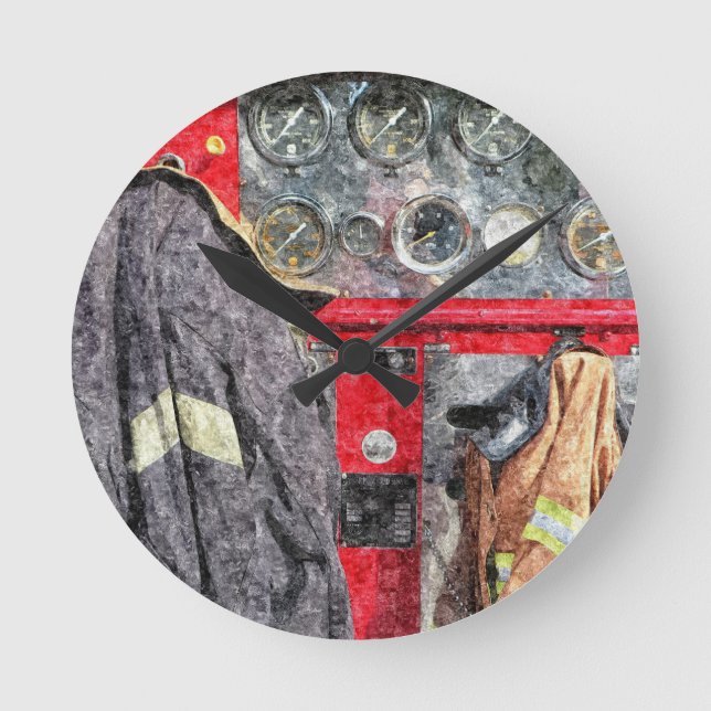 American Fire Truck Runde Wanduhr (Vorderseite)