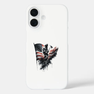 American firefighter.Flag of the United Staaten. iPhone 16 Hülle
