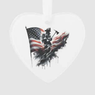 American firefighter.Flag of the United Staaten. Ornament