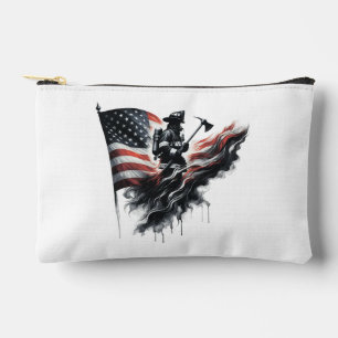 American firefighter.Flag of the United Staaten. Zubehörtasche