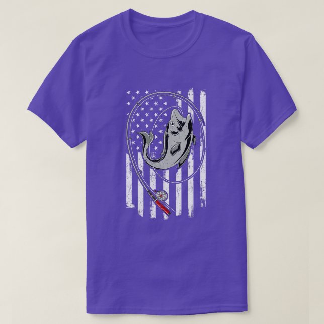 American Fisherman USA Flag Fish Fish T-Shirt (Design vorne)