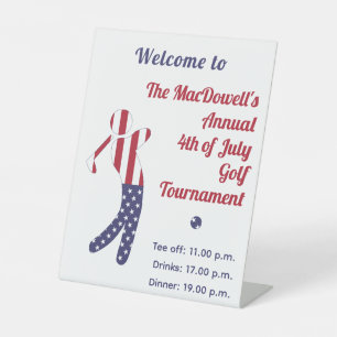 American Flag 4. Juli Golf Turnier Willkommen Sockelschild