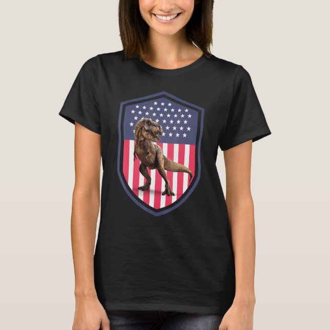 American Flag 4th of July Rex Dinosaur Amerisaurus T-Shirt (Vorderseite)