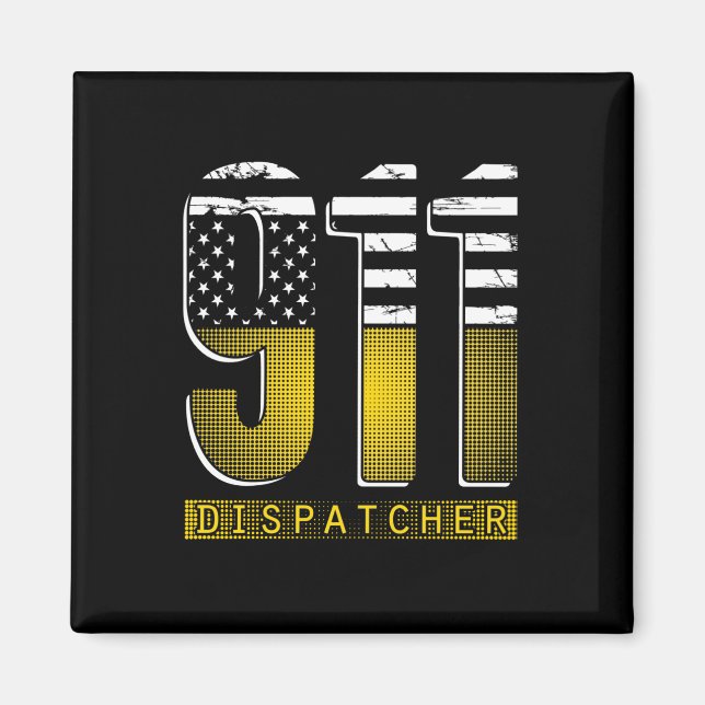 American Flag 911 Dispatcher Gold USA Magnet (Vorne)