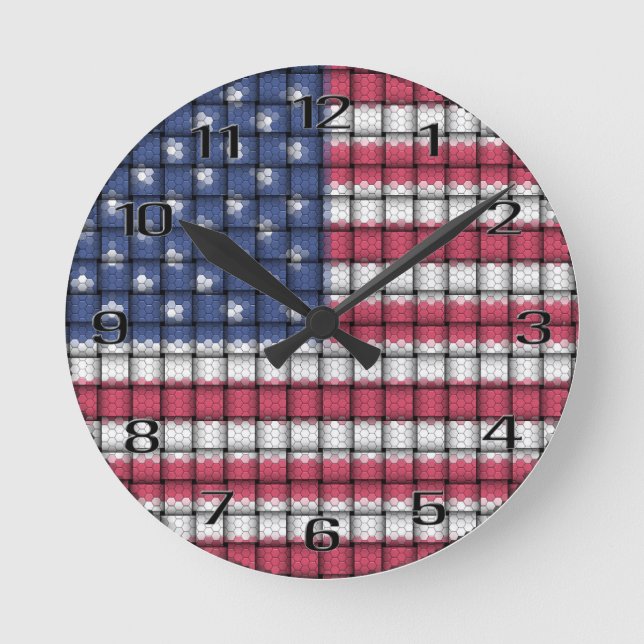 American Flag Acryl Wall Clock Runde Wanduhr (Vorderseite)