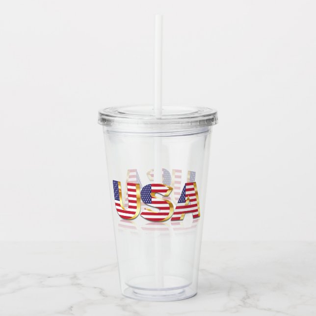 American Flag Acrylic Tumbler USA Patriotic Acryltrinkbecher (Vorderseite)