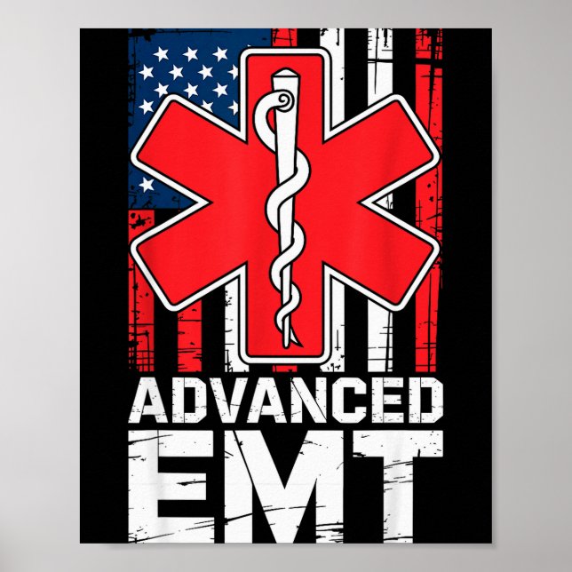 American Flag Advanced Emt Aemt Medical Technician Poster (Vorne)