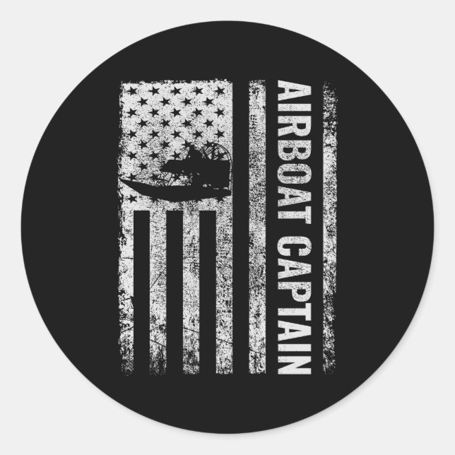 American Flag Airboat Captain Fanboat Airbooting Runder Aufkleber (Vorderseite)
