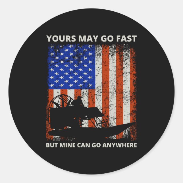 American Flag Airboat Fanboat Airboot Planeboot Runder Aufkleber (Vorderseite)