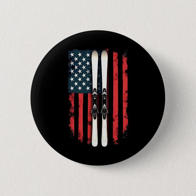 American Flag Alpinskifahrer 1 Button (Vorderseite)