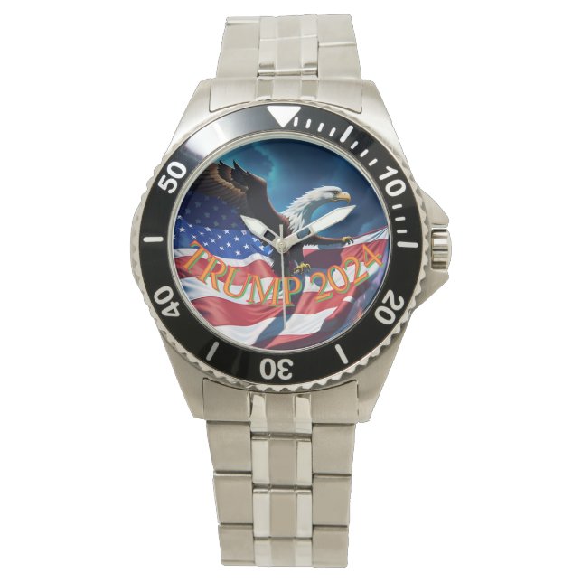 American Flag American Eagle TRUMP 2024 Armbanduhr (Vorderseite)