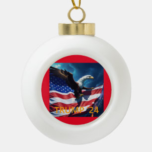 American Flag American Eagle TRUMP 2024 Keramik Kugel-Ornament