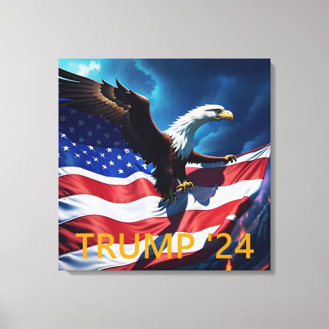 American Flag American Eagle TRUMP 2024 Leinwanddruck (Vorderseite)