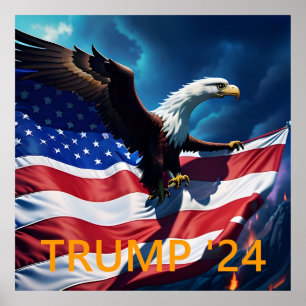 American Flag American Eagle TRUMP 2024 Poster