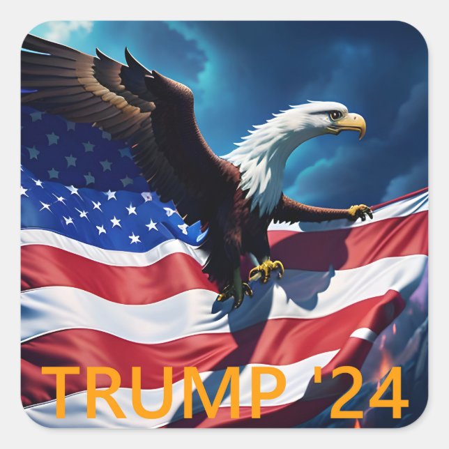 American Flag American Eagle TRUMP 2024 Quadratischer Aufkleber (Vorderseite)