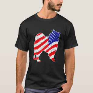 American Flag American Eskimo Patriotic Dog Vater  T-Shirt