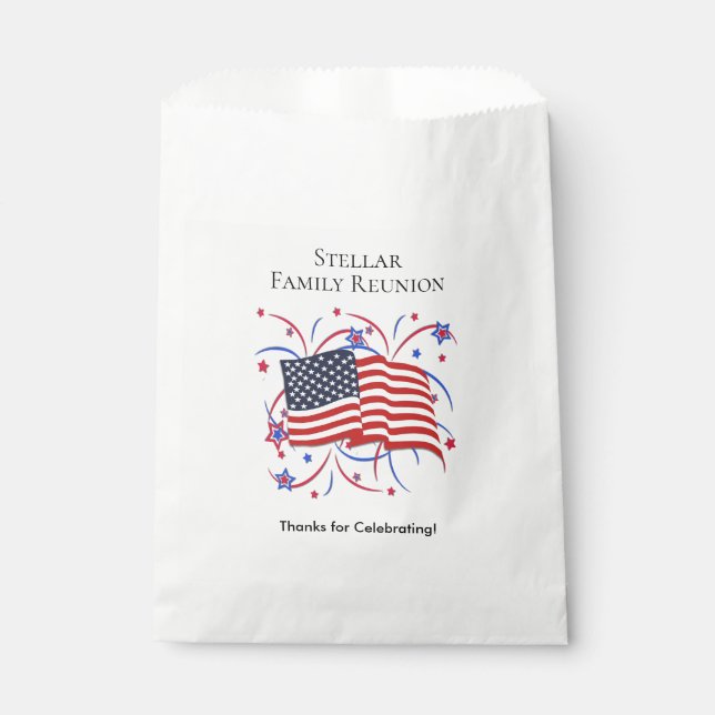 American Flag and Fireworks Vielen Dank Geschenktütchen (Vorderseite)