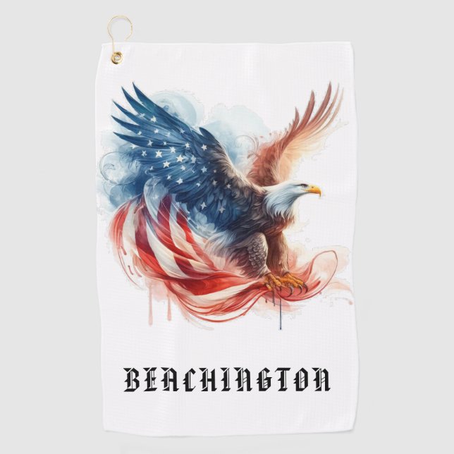 *~* American Flag AP16 - Bald EAGLE USA Golf Handt Golfhandtuch (Vorderseite)
