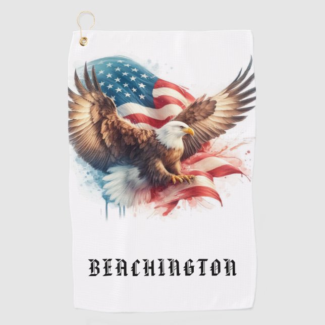 *~* American Flag AP16 Bald EAGLE USA Golf Handtuc Golfhandtuch (Vorderseite)