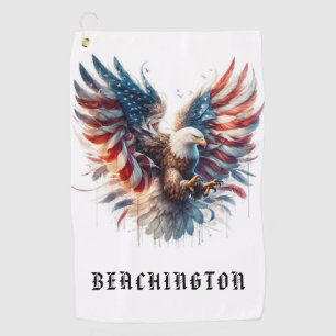 *~* American Flag AP16 Bald EAGLE . USA Golf Tower Golfhandtuch
