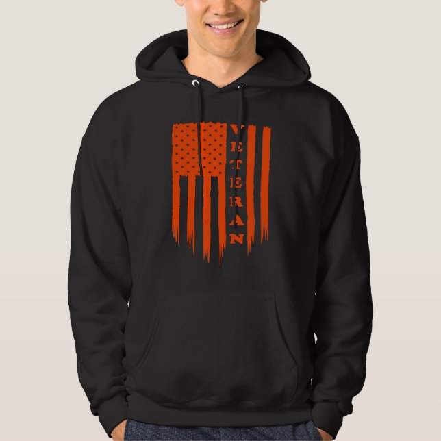 American Flag Armed Forces Veteran Patriot Grunge  Hoodie (Vorderseite)