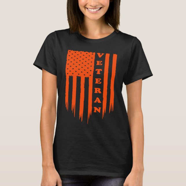 American Flag Armed Forces Veteran Patriot Grunge  T-Shirt (Vorderseite)