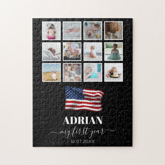 American Flag Baby First Year Foto Collage (Vertikal)